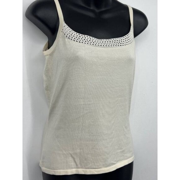 Tori Richard Knit Tank Top Size Small S Cream Ivory Crochet Silk Women NWT New - Picture 3 of 8